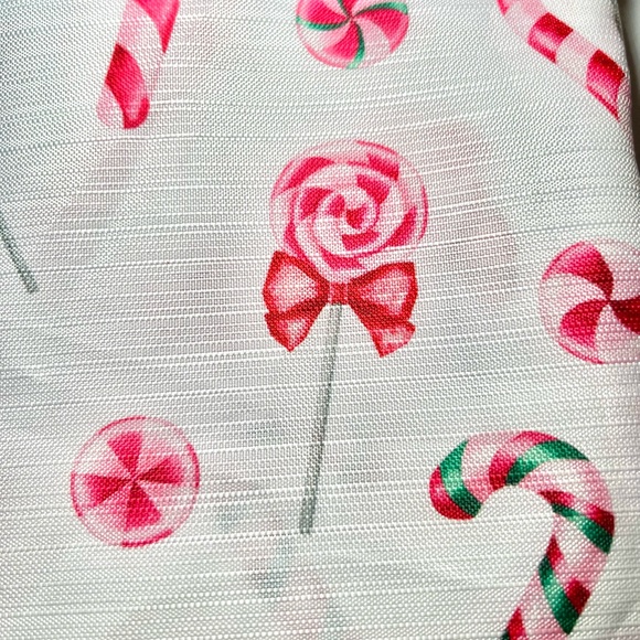 Christmas Candy Cane Bows Fabric Shower Curtain Pink Red Pinkmas Ribbons Sweets - Picture 5 of 9